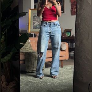 GAP 90s Loose Jeans – Distressed Light Wash Denim, 32x32 msrp $90